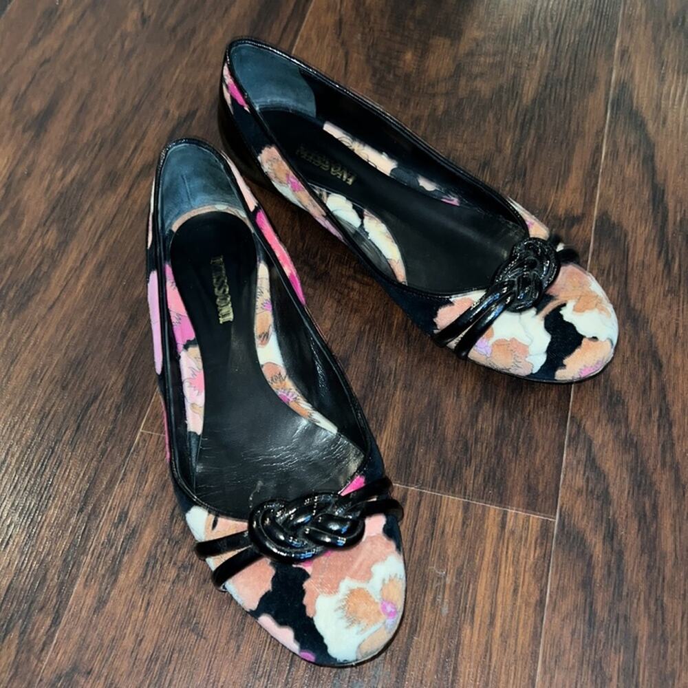 MISSONI Velvet Floral Print Ballet Flats - Size 38.5 - Picture 2 of 15